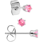 20G Pink CZ Gem 3mm to 5mm Post Stud Earring Set of 3
