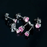 20G Pink CZ Gem 3mm to 5mm Post Stud Earring Set of 3