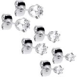 20G Clear CZ Gem 3mm to 5mm Post Stud Earring Set of 3