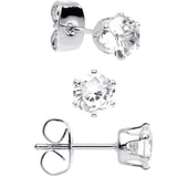 20G Clear CZ Gem 3mm to 5mm Post Stud Earring Set of 3