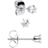 20G Clear CZ Gem 3mm to 5mm Post Stud Earring Set of 3