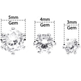 20G Clear CZ Gem 3mm to 5mm Post Stud Earring Set of 3