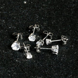 20G Clear CZ Gem 3mm to 5mm Post Stud Earring Set of 3