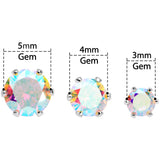 20G Aurora CZ Gem 3mm to 5mm Post Stud Earring Set of 3