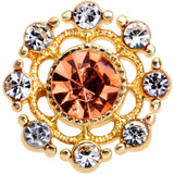 20G 1/4 Pink Clear CZ Gem Gold Tone Sunburst L Shape Nose Ring