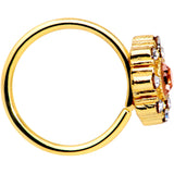 20G 5/16 Clear Pink CZ Gem Gold Tone Sunburst Nose Hoop