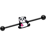 14G Black Panda Heart Industrial Barbell 38mm