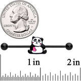 14G Black Panda Heart Industrial Barbell 38mm