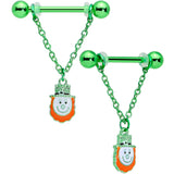 14G 9/16 Leprechaun St Patricks Day Dangle Nipple Ring Set