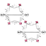 14G 3/4 Pink Gem Snowflake Christmas Nipple Shield Set