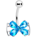 Aqua CZ Gem Beauty Bow Belly Ring