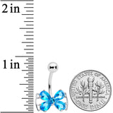 Aqua CZ Gem Beauty Bow Belly Ring