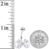 Clear CZ Gem Beauty Bow Belly Ring