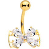 Clear CZ Gem Gold Tone Beauty Bow Belly Ring