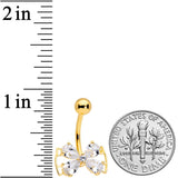 Clear CZ Gem Gold Tone Beauty Bow Belly Ring
