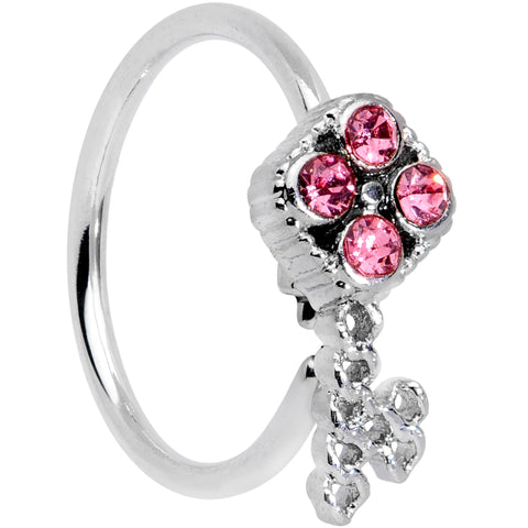 20G 5/16 Pink Gem Open Key Nose Hoop