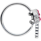 20G 5/16 Pink Gem Open Key Nose Hoop