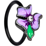 20G 5/16 Clear Gem Black Purple Iris Flower Nose Hoop