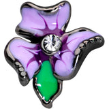 20G 5/16 Clear Gem Black Purple Iris Flower Nose Hoop