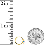 20G 5/16 Clear CZ Gem Gold Tone Blue Spring Flower Nose Hoop