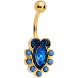 Blue Gem Gold Tone Opulent Oval Belly Ring