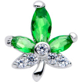 20G 1/4 Clear Green Gem Pot Leaf Nose Bone