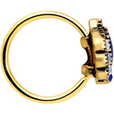 20G 5/16 Clear Blue Gem Gold Tone Heirloom Teardrop Nose Hoop