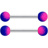 14G 9/16 Pink Blue Ombre Soft Finish Barbell Nipple Ring Set