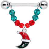 14G 9/16 Red Green Gem Star Moon Christmas Dangle Nipple Ring Set