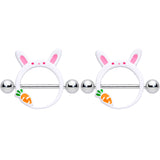 14G 9/16 Carrot White Easter Bunny Nipple Shield Set