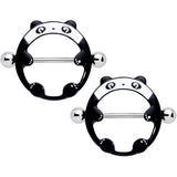 14G 11/16 Black White Round Panda Nipple Shield Set