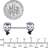 14G 9/16 Skull White Roses Valentine Barbell Nipple Ring Set
