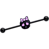 14G Black Heart Bow Black Skull Halloween Industrial Barbell 38mm