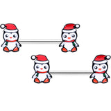 14G 9/16 Santa Penguin Christmas Barbell Nipple Ring Set