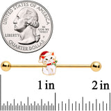 14G Gold Tone Cat Santa Hat Christmas Industrial Barbell 38mm