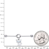 14G Blue Eyed White Cat Dangle Project Barbell 38mm