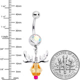 Aurora Red Gem Reindeer Christmas Dangle Belly Ring