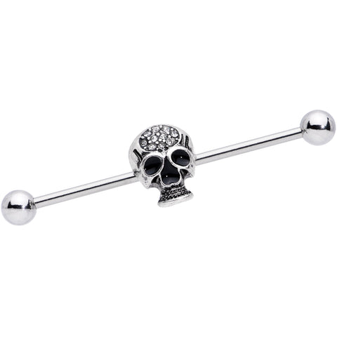 14G Clear Gem Angular Skull Halloween Industrial Barbell 38mm