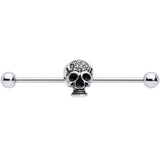 14G Clear Gem Angular Skull Halloween Industrial Barbell 38mm