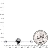 14G Clear Gem Angular Skull Halloween Industrial Barbell 38mm