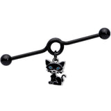 14G Black Blue Eyed Black Cat Dangle Project Barbell 38mm