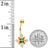 Clear CZ Gem Gold Tone Color Crest Belly Ring