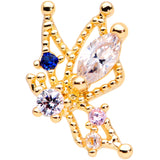 20G 1/4 Clear CZ Gem Gold Tone Star Angel Christmas Nose Bone