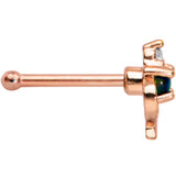 20G 1/4 Green Synthetic Opal Rose Gold Tone Twist Nose Bone