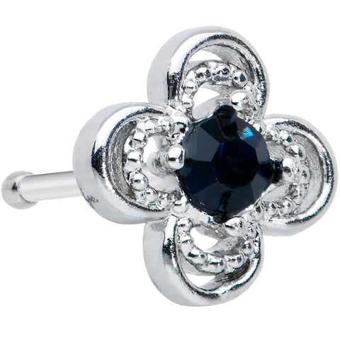 20G 1/4 Blue Gem Stylized Deco Cross Nose Bone