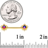 14G 9/16 Purple Tourmaline Gold Tone Filigree Nipple Ring Set