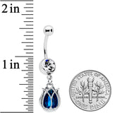 Clear Blue Gem Tulip Petal Flower Dangle Belly Ring