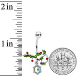 Aurora Red Gem Holly Holiday Decor Christmas Belly Ring