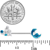 14G 9/16 Aqua Gem Gazing Mermaids Barbell Nipple Ring Set