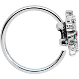 20G 5/16 Clear Pink Green Gem Snowflake Holiday Nose Hoop